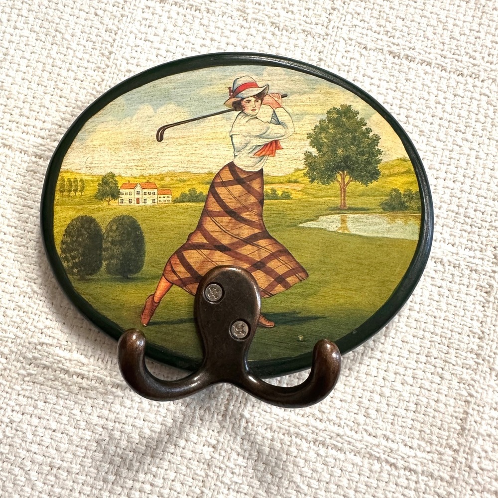 Navika Lady Golfer Wall Hook Vintage Golf Decor Coat Towel Hook
